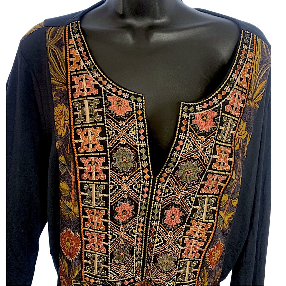 Soft Surroundings Black Tunic with Multicolor Printed Panel - Picture 4 of 15